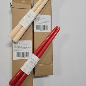 Anthropologie Taper Candles, 2 Sets of 2 in ivory & red NEW in orig box